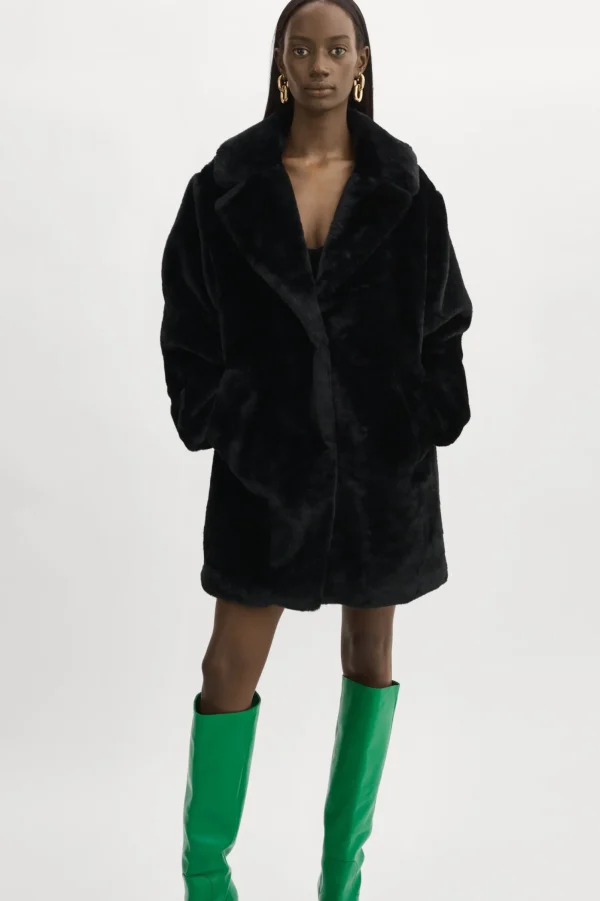LAMARQUE Coats&Jackets | LINNEA | Faux Fur Coat Black
