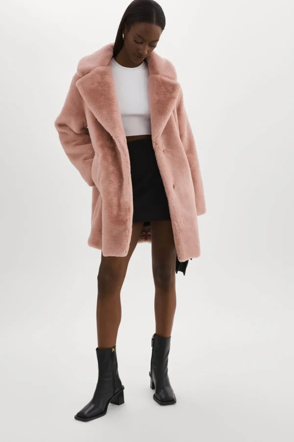 LAMARQUE Coats&Jackets | LINNEA | Faux Fur Coat Smoky Pink