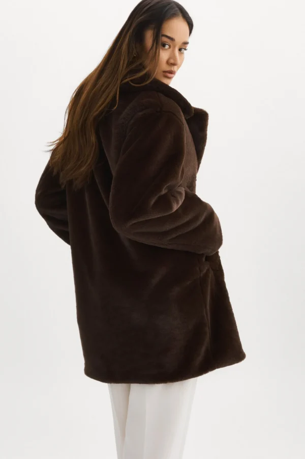 LAMARQUE Coats&Jackets | LINNEA | Faux Fur Coat Bitter Chocolate