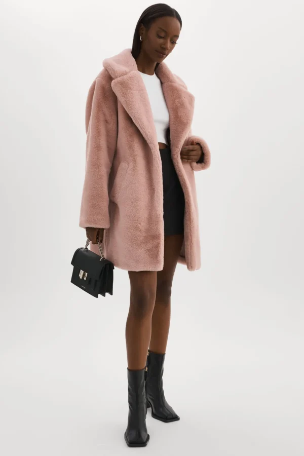 LAMARQUE Coats&Jackets | LINNEA | Faux Fur Coat Smoky Pink