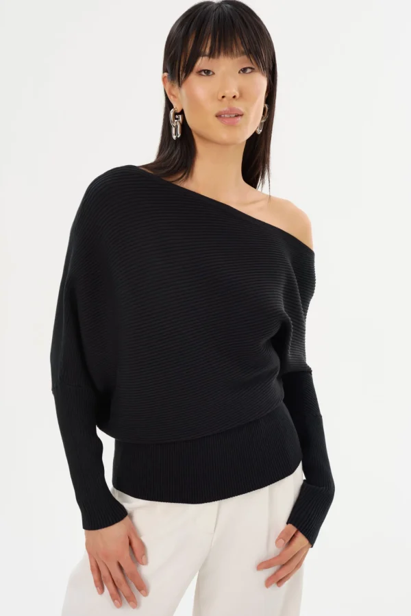 LAMARQUE Tops | LORRAINE | Knit Off Shoulder Top Black