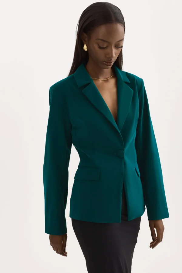 LAMARQUE Coats&Jackets | LOTTIE | Faux Leather Blazer Dark Jade