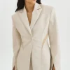 LAMARQUE Leather Jackets | LYUBAVA | Faux Leather Single Breasted Blazer Bone