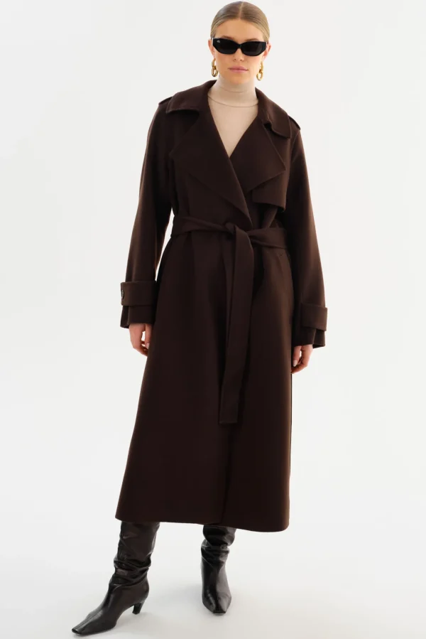 LAMARQUE Coats&Jackets | MARGARET | Wool Trench Coat Dark Brown