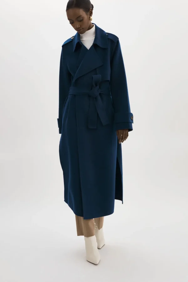 LAMARQUE Coats&Jackets | MARGARET | Wool Trench Coat Midnight Blue
