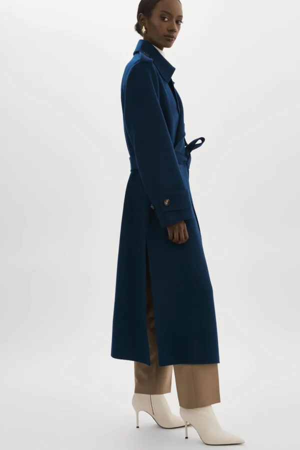 LAMARQUE Coats&Jackets | MARGARET | Wool Trench Coat Midnight Blue
