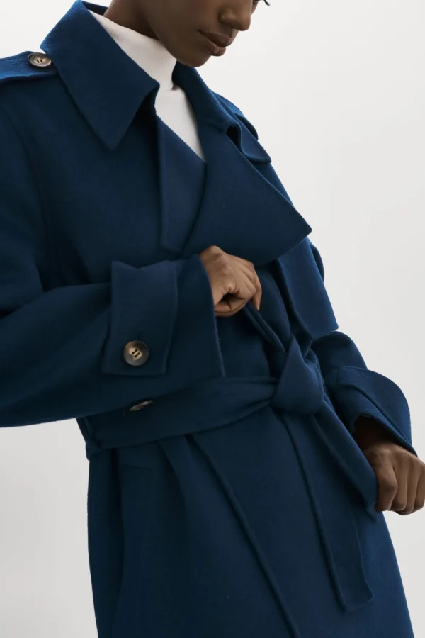 LAMARQUE Coats&Jackets | MARGARET | Wool Trench Coat Midnight Blue
