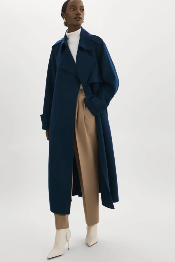 LAMARQUE Coats&Jackets | MARGARET | Wool Trench Coat Midnight Blue