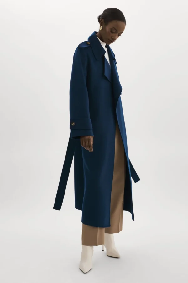 LAMARQUE Coats&Jackets | MARGARET | Wool Trench Coat Midnight Blue