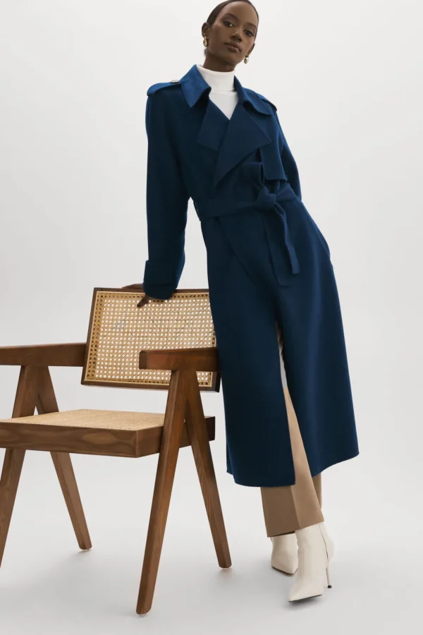 LAMARQUE Coats&Jackets | MARGARET | Wool Trench Coat Midnight Blue