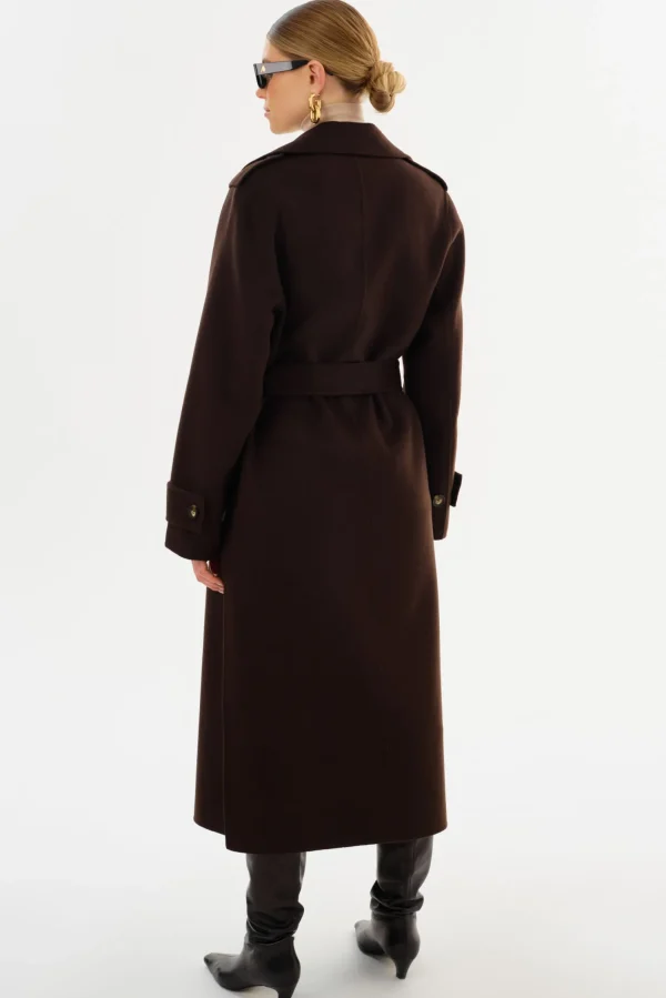 LAMARQUE Coats&Jackets | MARGARET | Wool Trench Coat Dark Brown