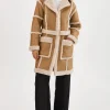 LAMARQUE Coats&Jackets | MARIANE | Detachable Faux Shearling Coat Biscuit