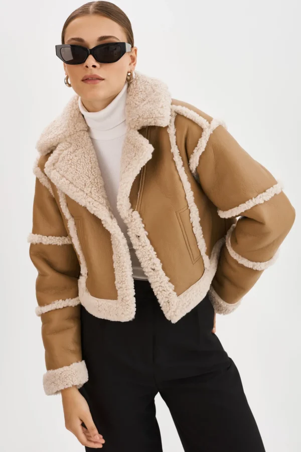LAMARQUE Coats&Jackets | MARIANE | Detachable Faux Shearling Coat Biscuit