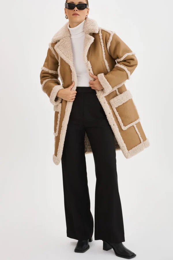 LAMARQUE Coats&Jackets | MARIANE | Detachable Faux Shearling Coat Biscuit