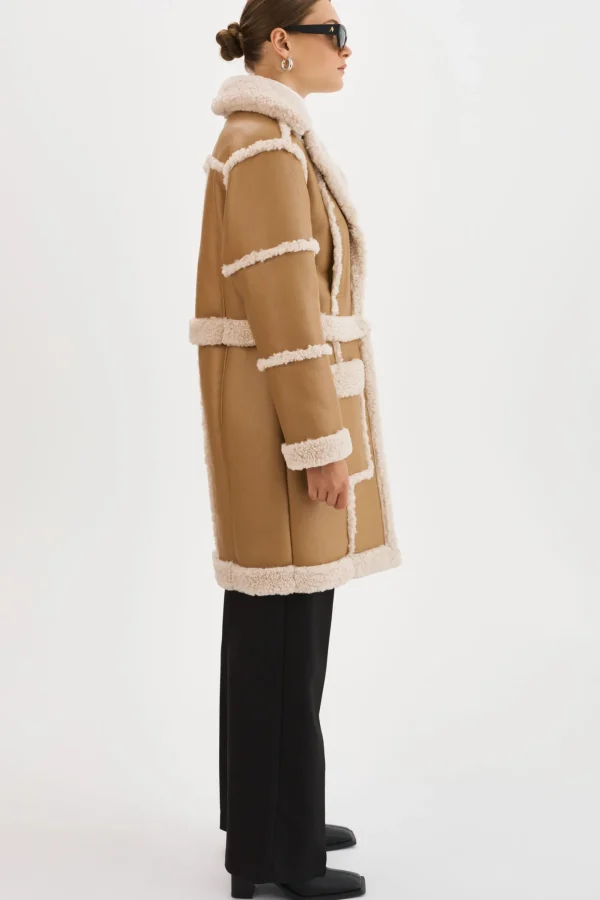 LAMARQUE Coats&Jackets | MARIANE | Detachable Faux Shearling Coat Biscuit