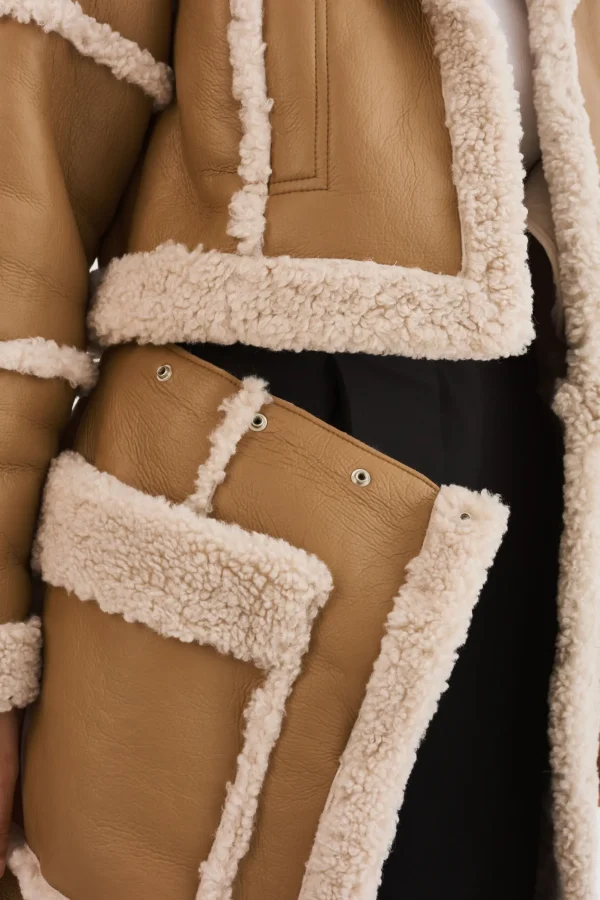 LAMARQUE Coats&Jackets | MARIANE | Detachable Faux Shearling Coat Biscuit