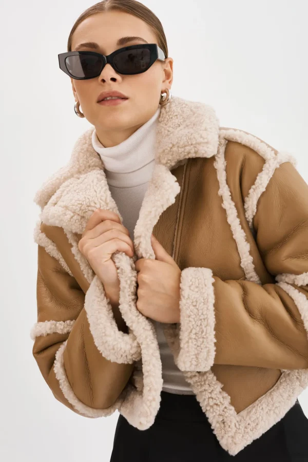 LAMARQUE Coats&Jackets | MARIANE | Detachable Faux Shearling Coat Biscuit