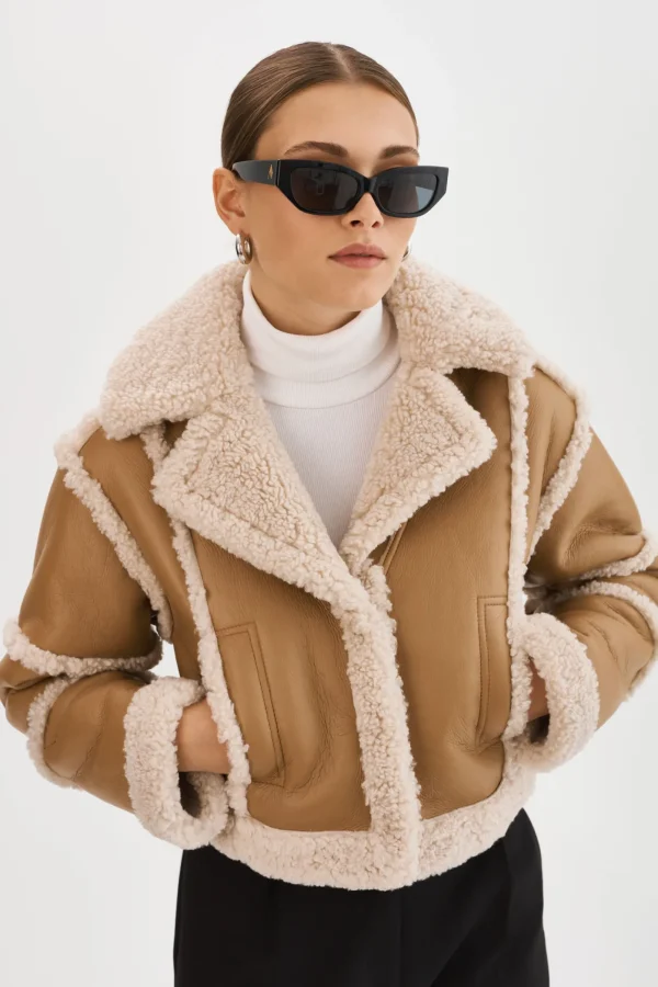 LAMARQUE Coats&Jackets | MARIANE | Detachable Faux Shearling Coat Biscuit