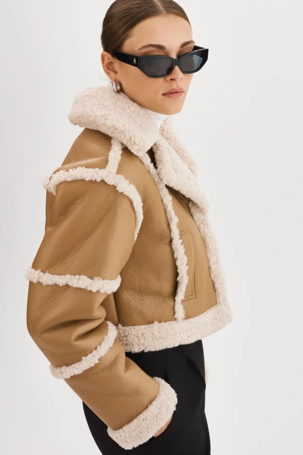 LAMARQUE Coats&Jackets | MARIANE | Detachable Faux Shearling Coat Biscuit
