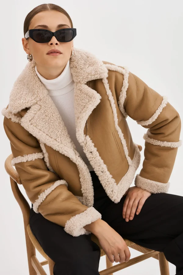LAMARQUE Coats&Jackets | MARIANE | Detachable Faux Shearling Coat Biscuit