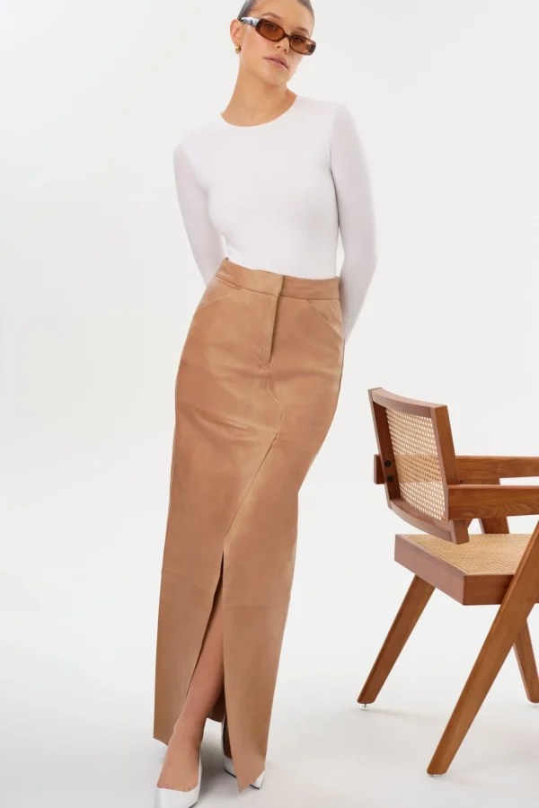 LAMARQUE Skirts | MARIETTE | Leather Maxi Skirt Camel