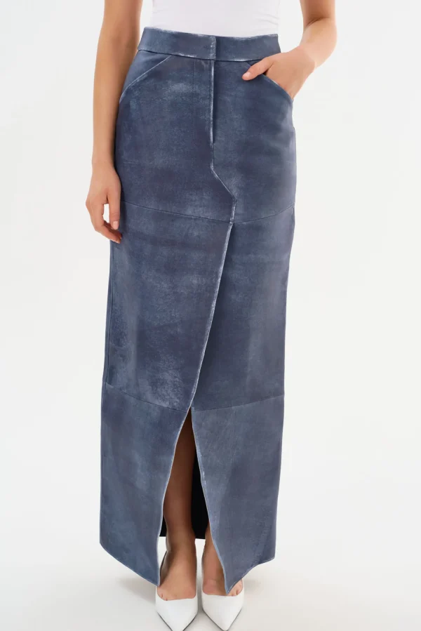 LAMARQUE Skirts | MARIETTE | Leather Maxi Skirt Dark Indigo