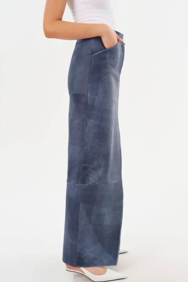 LAMARQUE Skirts | MARIETTE | Leather Maxi Skirt Dark Indigo