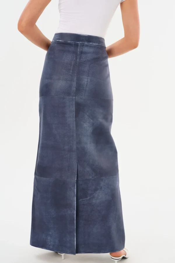 LAMARQUE Skirts | MARIETTE | Leather Maxi Skirt Dark Indigo