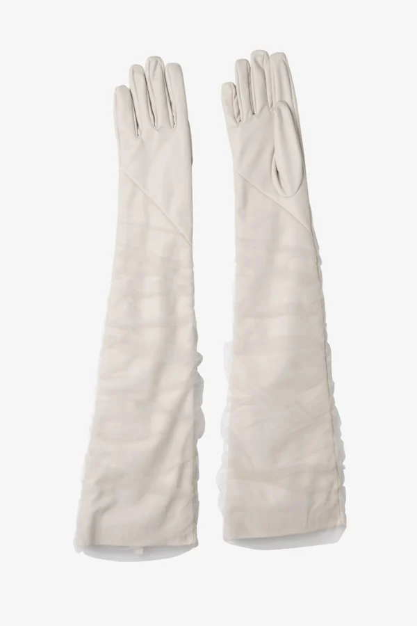 LAMARQUE Accessories | MARILYN | Faux Leather And Tulle Gloves Bone