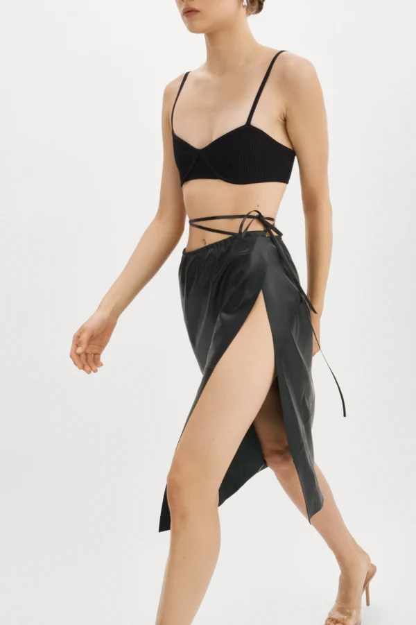 LAMARQUE Skirts | MARISSA | Leather Tie Skirt Black