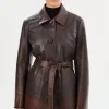 LAMARQUE Coats&Jackets | Leather Jackets | MARLOWE | Leather Trench Coat Rub Off Brown