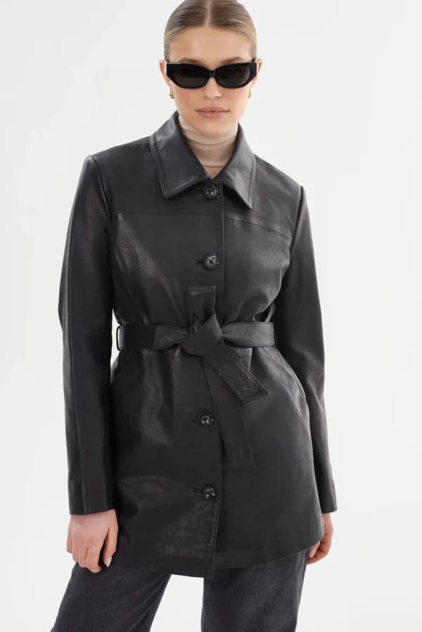 LAMARQUE Coats&Jackets | Leather Jackets | MARLOWE | Leather Trench Coat Black