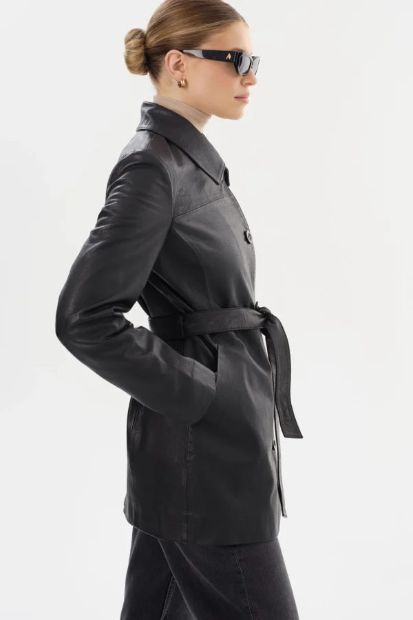LAMARQUE Coats&Jackets | Leather Jackets | MARLOWE | Leather Trench Coat Black