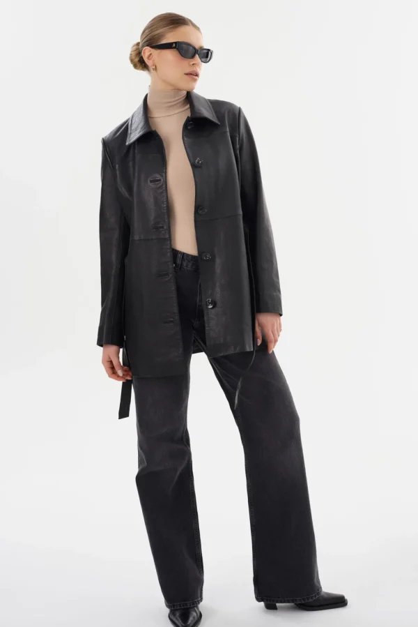 LAMARQUE Coats&Jackets | Leather Jackets | MARLOWE | Leather Trench Coat Black