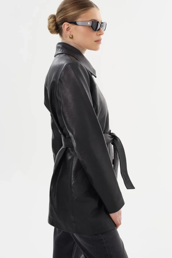 LAMARQUE Coats&Jackets | Leather Jackets | MARLOWE | Leather Trench Coat Black