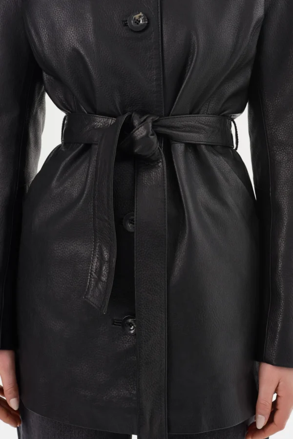 LAMARQUE Coats&Jackets | Leather Jackets | MARLOWE | Leather Trench Coat Black