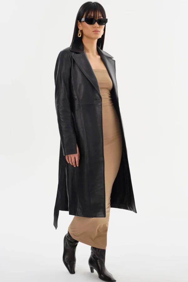 LAMARQUE Leather Jackets | MIRANDA | Leather Trench Coat Black