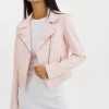 LAMARQUE Leather Jackets | MONICA | Faux Leather Jacket Champagne Hardware Pink Puff