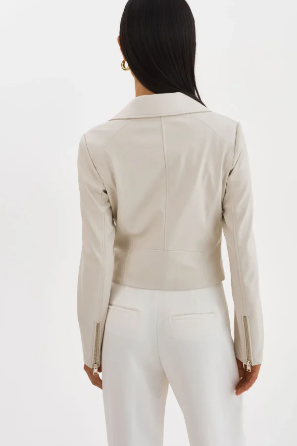 LAMARQUE Leather Jackets | MONICA | Faux Leather Jacket Champagne Hardware Bone