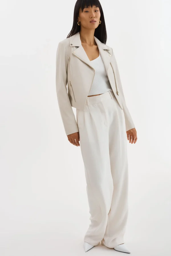 LAMARQUE Leather Jackets | MONICA | Faux Leather Jacket Champagne Hardware Bone