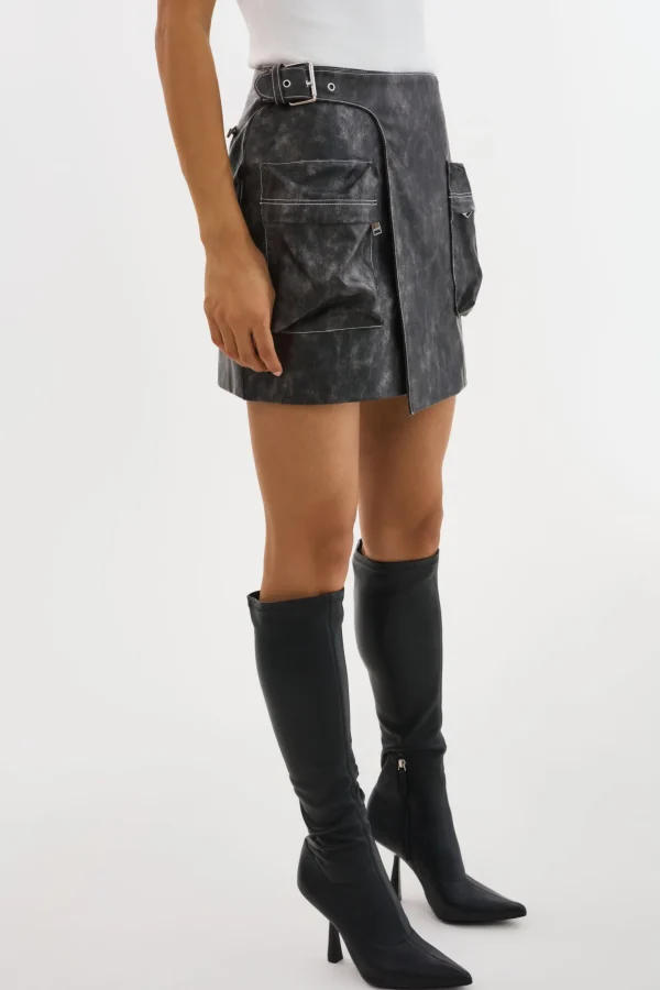 LAMARQUE Skirts | NAKIA | Faux Leather Cargo Skirt Vintage Black
