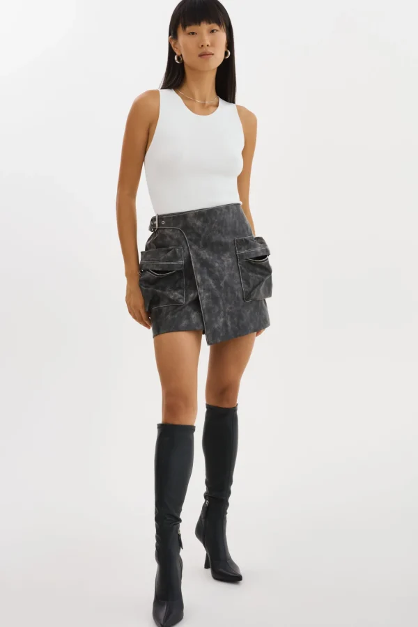 LAMARQUE Skirts | NAKIA | Faux Leather Cargo Skirt Vintage Black