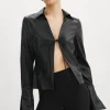 LAMARQUE Tops | NATASHA | Leather Tie Top Black