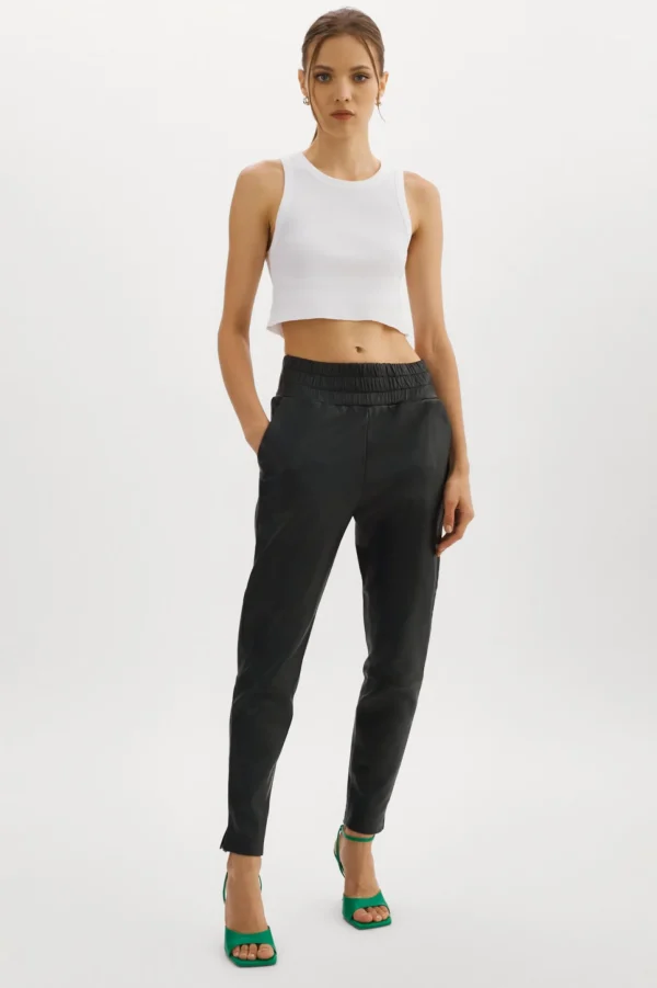 LAMARQUE Pants&Shorts | NINETA | Leather Joggers Black