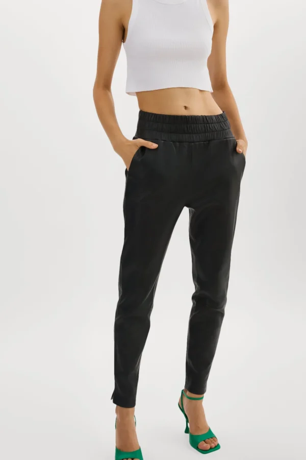 LAMARQUE Pants&Shorts | NINETA | Leather Joggers Black