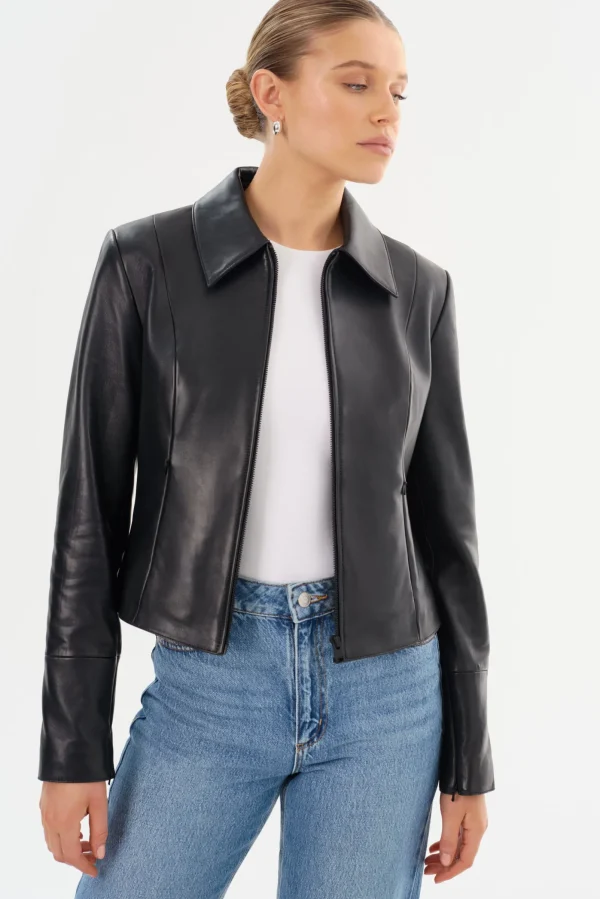 LAMARQUE Leather Jackets | OCEANA | Fitted Leather Jacket Black