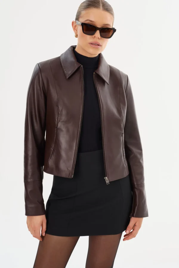 LAMARQUE Leather Jackets | OCEANA | Fitted Leather Jacket Mahogany