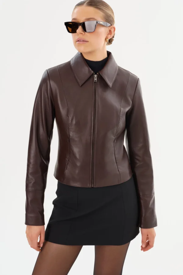 LAMARQUE Leather Jackets | OCEANA | Fitted Leather Jacket Mahogany