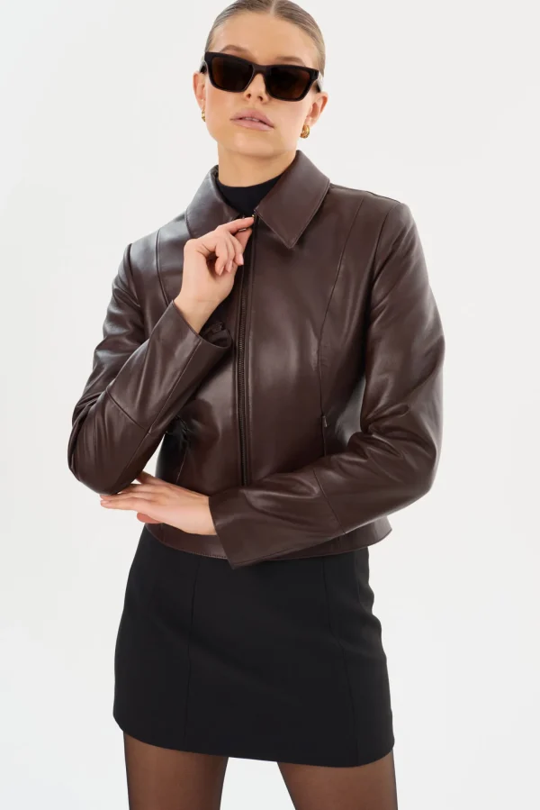 LAMARQUE Leather Jackets | OCEANA | Fitted Leather Jacket Mahogany