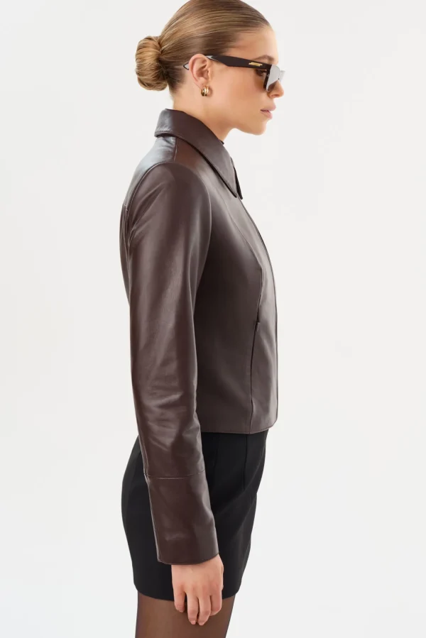 LAMARQUE Leather Jackets | OCEANA | Fitted Leather Jacket Mahogany